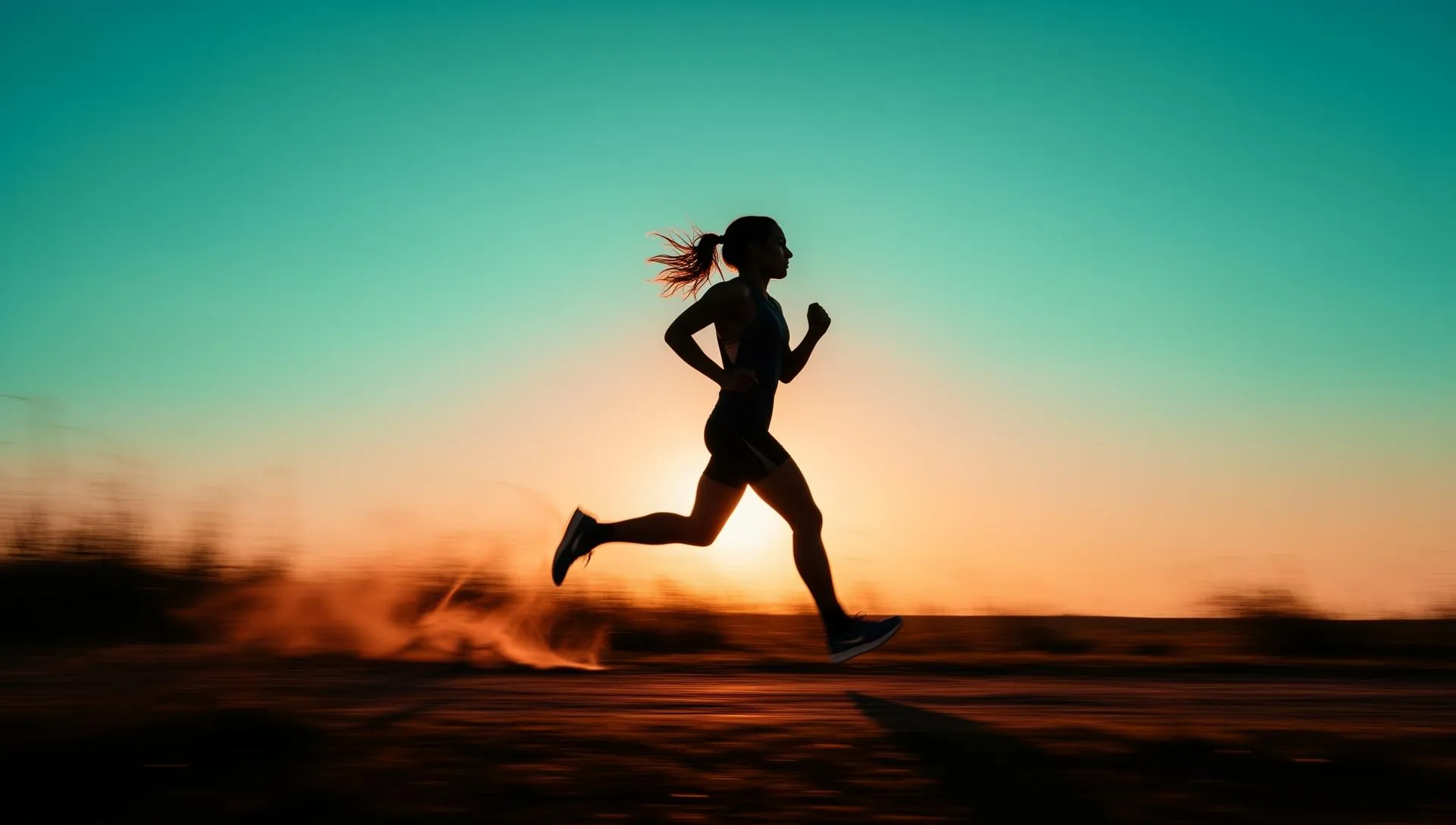 Runner all'alba su un sentiero